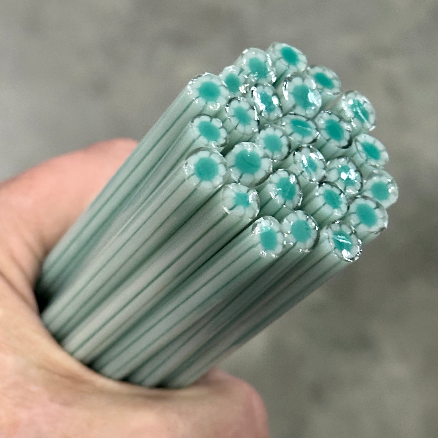 Dusty Teal coe 90 Flower Murrini MIX & MATCH ITEM