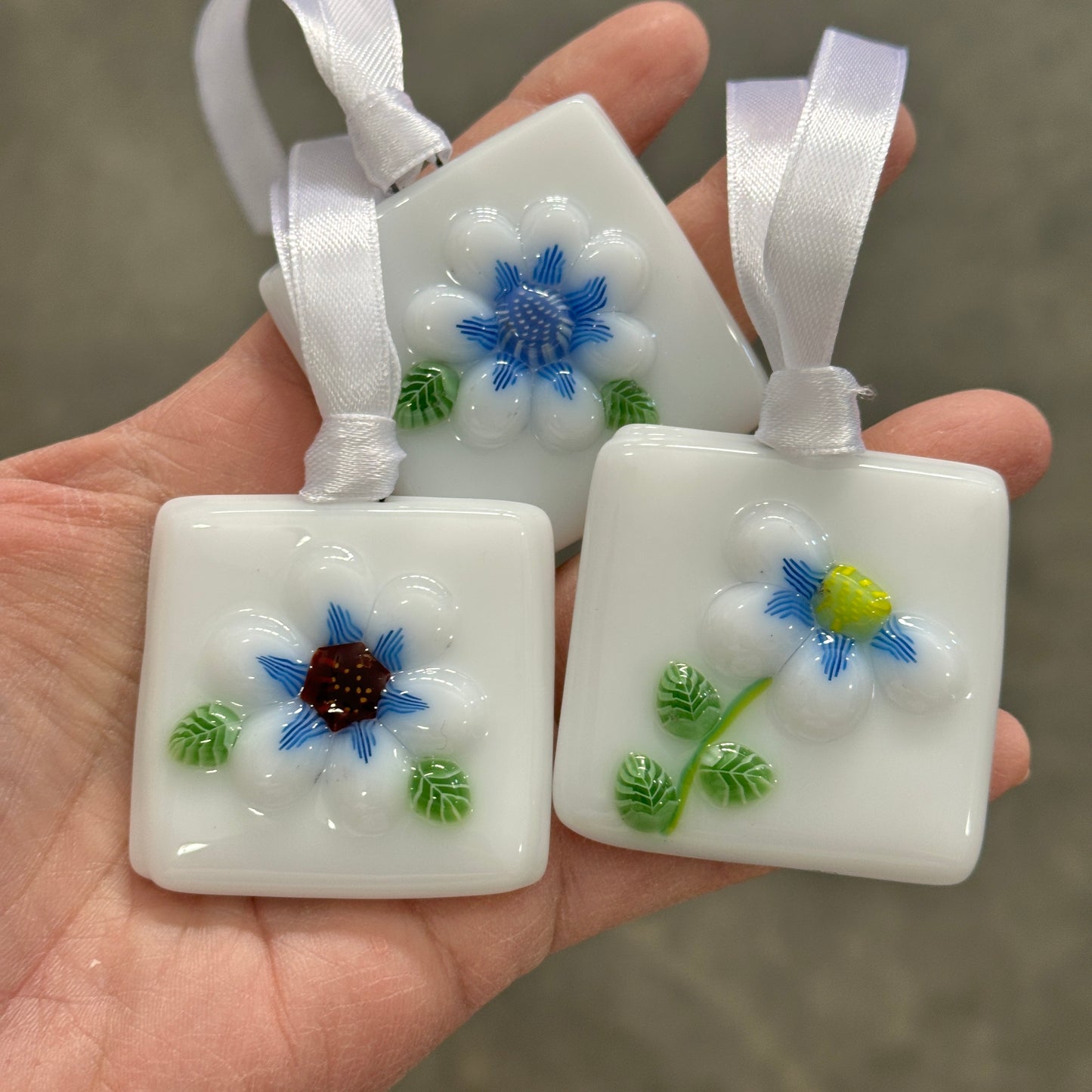 Blue and White Petals coe 90 Murrini MIX & MATCH ITEM