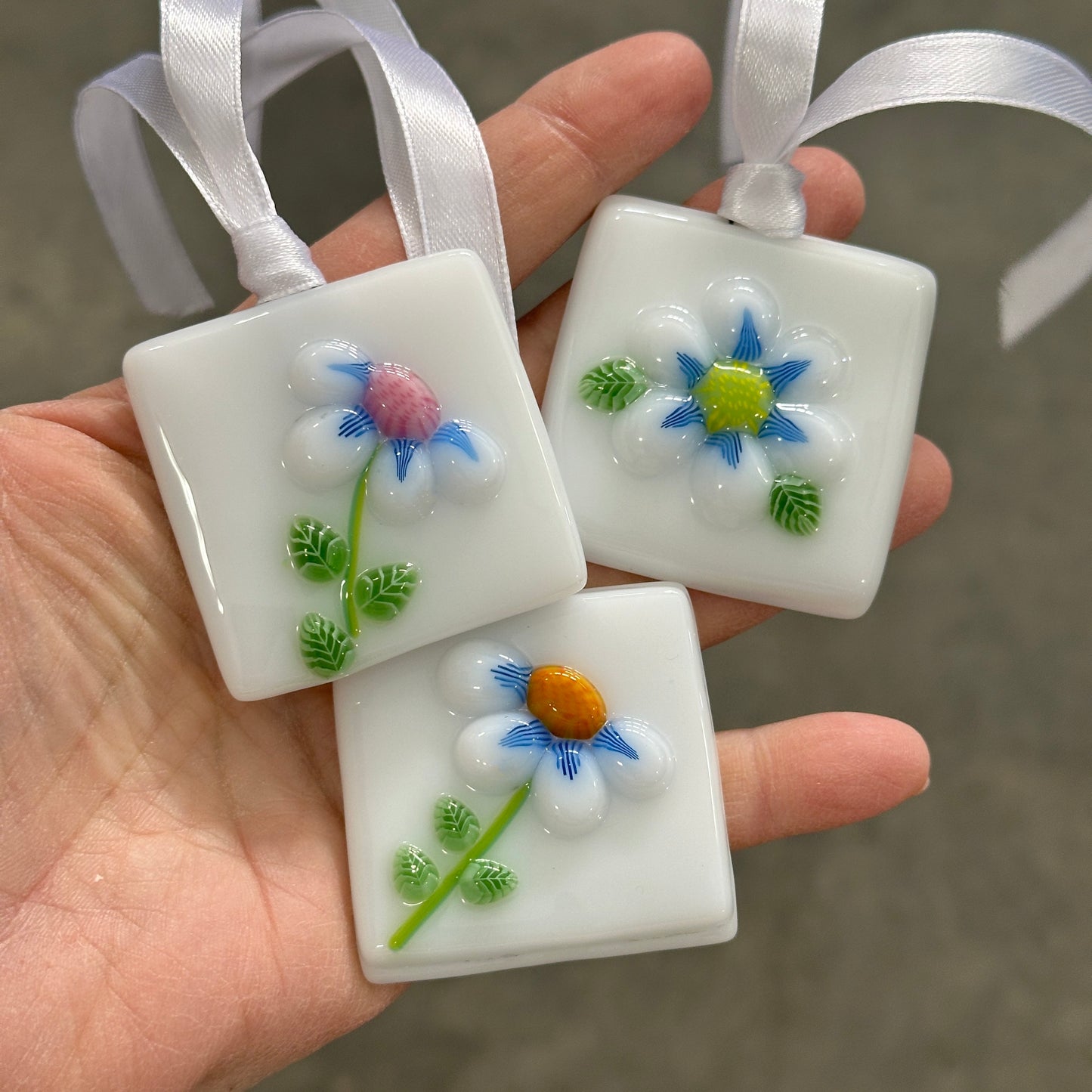 Blue and White Petals coe 90 Murrini MIX & MATCH ITEM