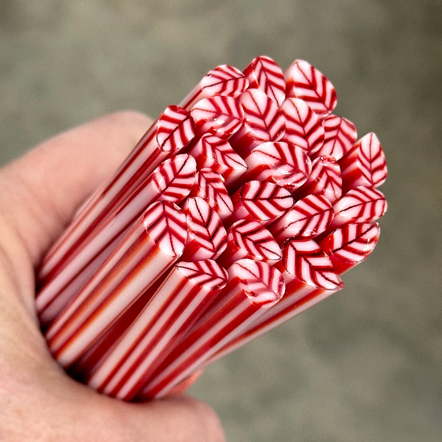 Candy Cane Leaves coe 90 Leaf Murrini MIX & MATCH ITEM
