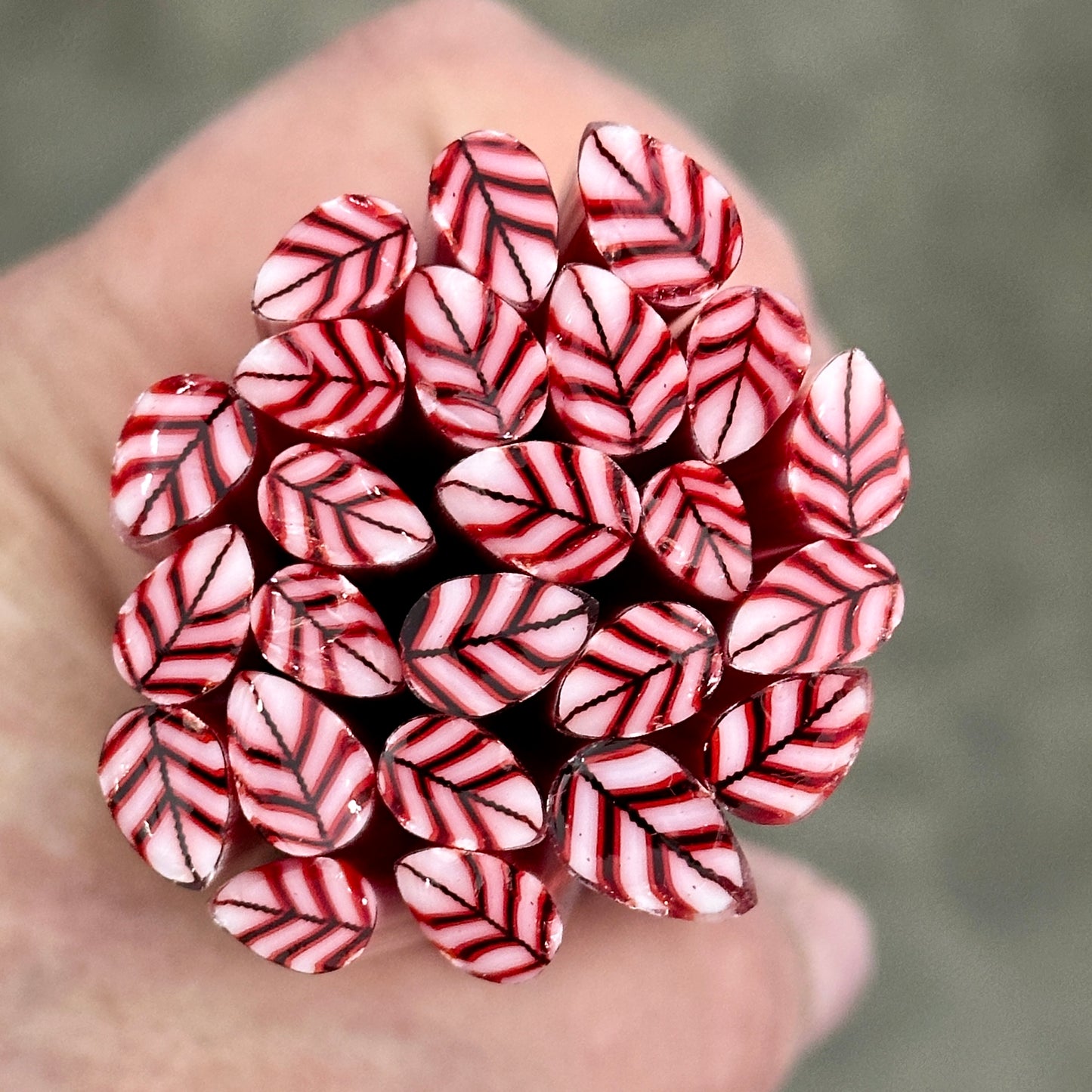 Candy Cane Leaves coe 90 Leaf Murrini MIX & MATCH ITEM
