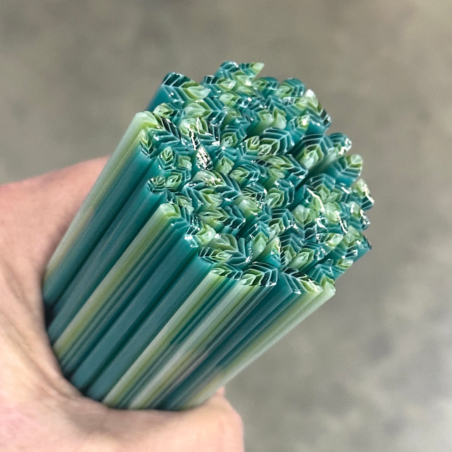 TWO Smaller Blue Hosta Leaves coe 90 Leaf Murrini MIX & MATCH ITEM