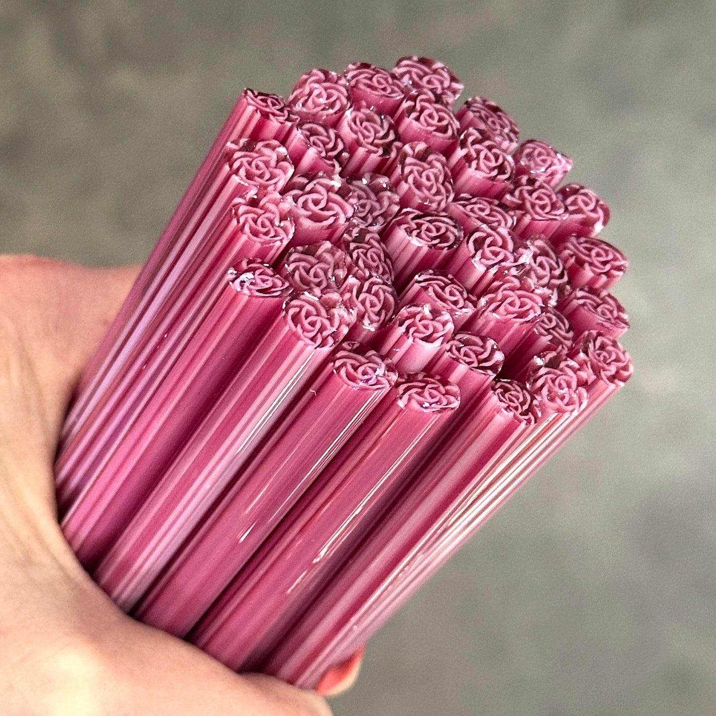 Pink Roses coe 90 Flower Murrini MIX & MATCH ITEM