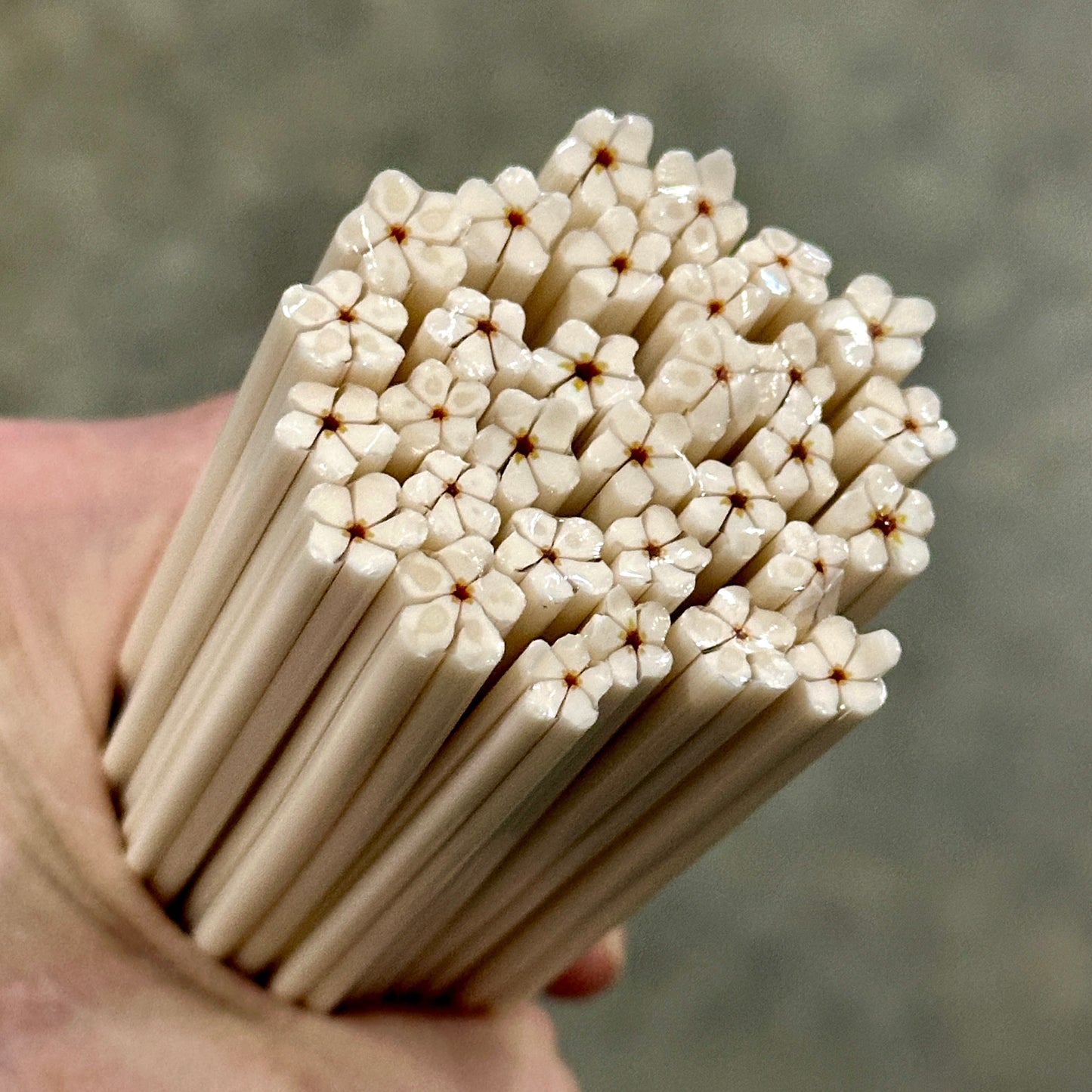 TWO Ivory BUDS coe 90 Flower Murrini MIX & MATCH ITEM