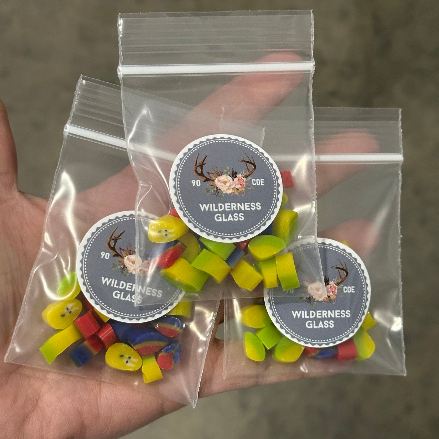 Macaw Chips, 6 Birds, coe 90 Design Murrini SLICES