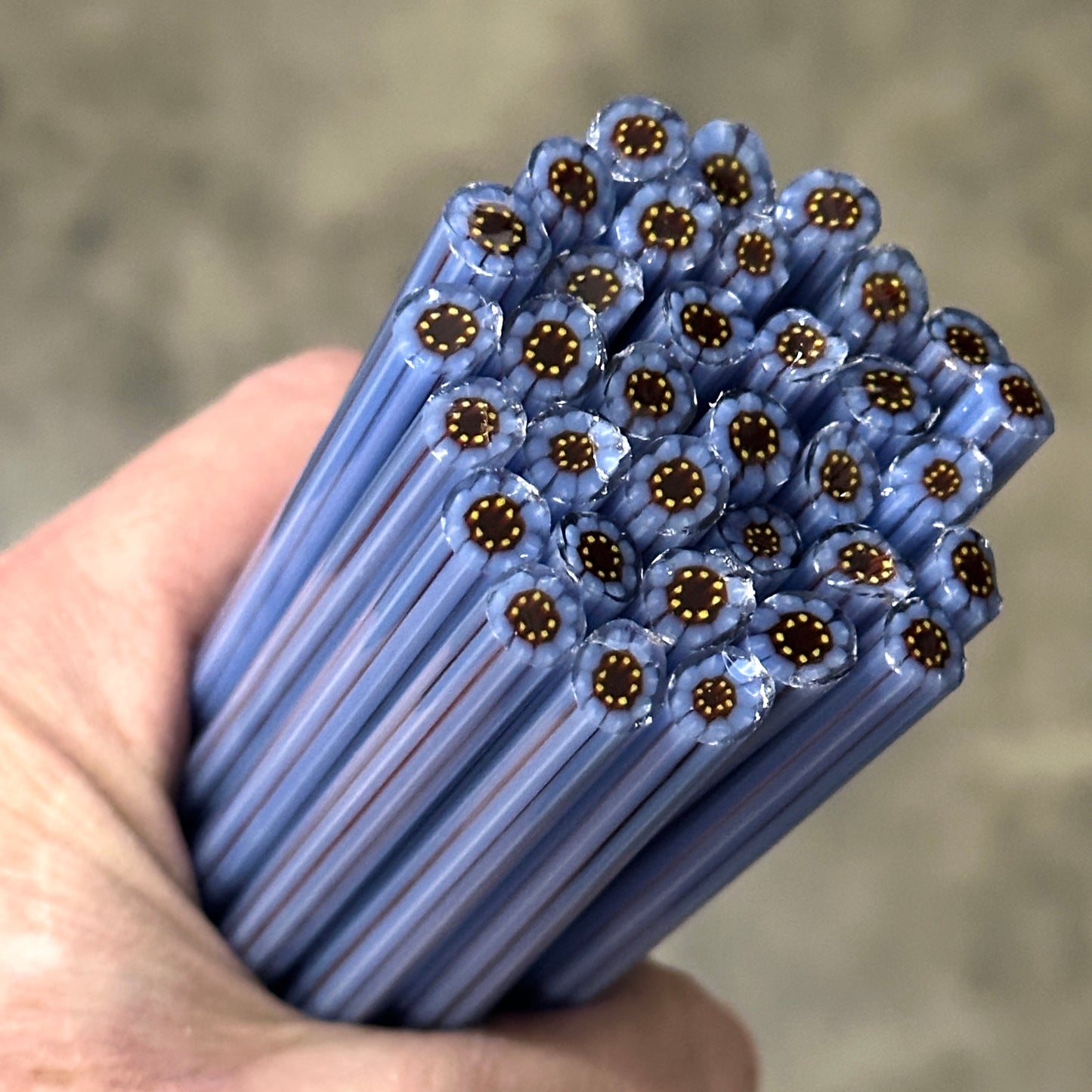 Midnight Veil coe 90 Flower Murrini SINGLE ROD