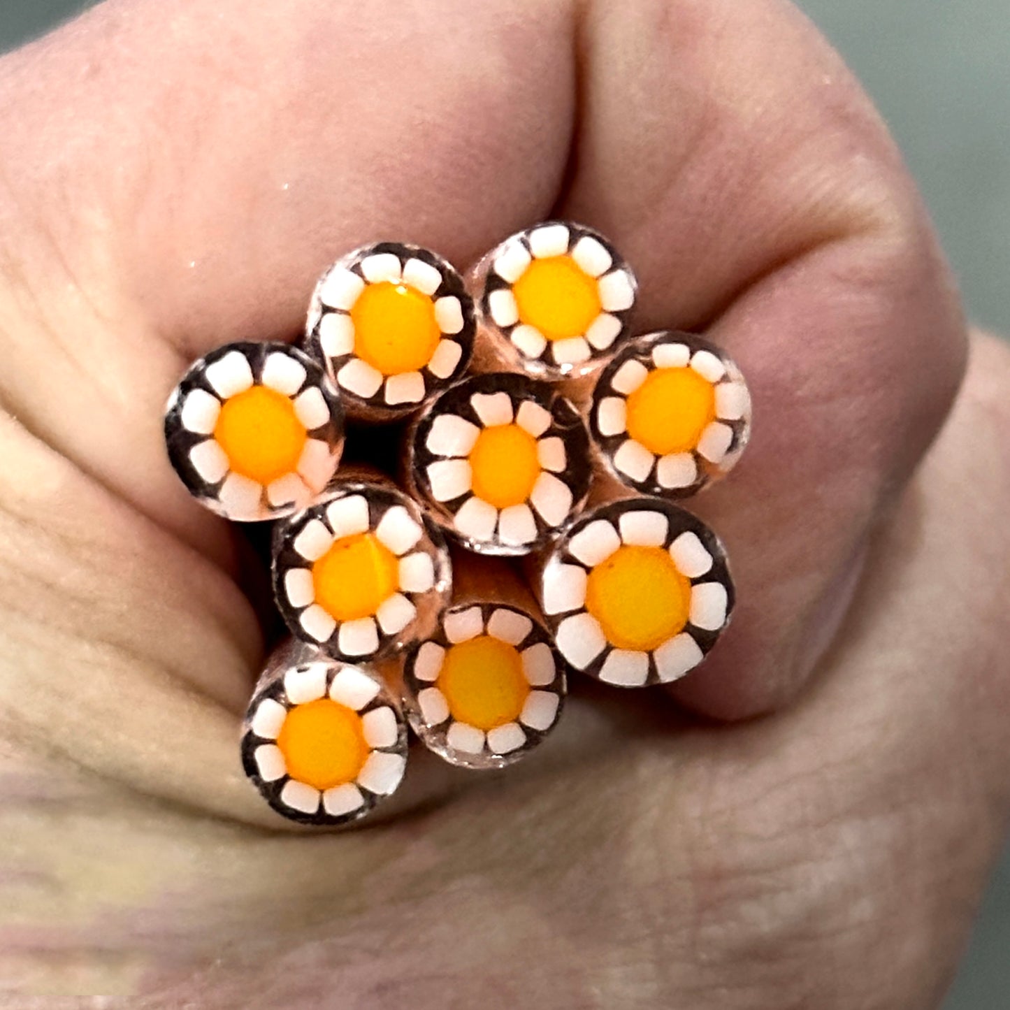 Orange Daisies coe 90 Flower Murrini MIX & MATCH ITEM