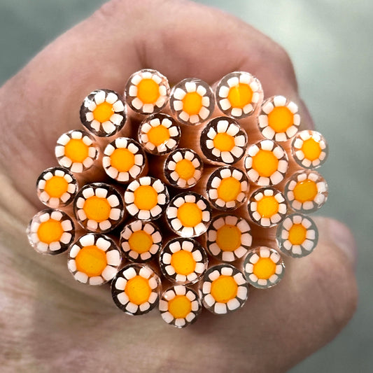 Orange Daisies coe 90 Flower Murrini MIX & MATCH ITEM