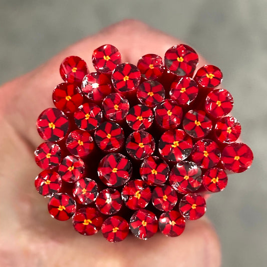 Red Poinsettia coe 90 Flower Murrini MIX & MATCH ITEM