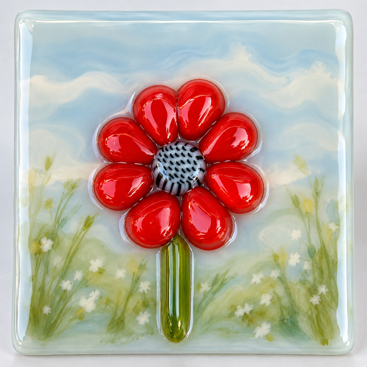 Red Petals with Black Center coe 90 Petal Murrini