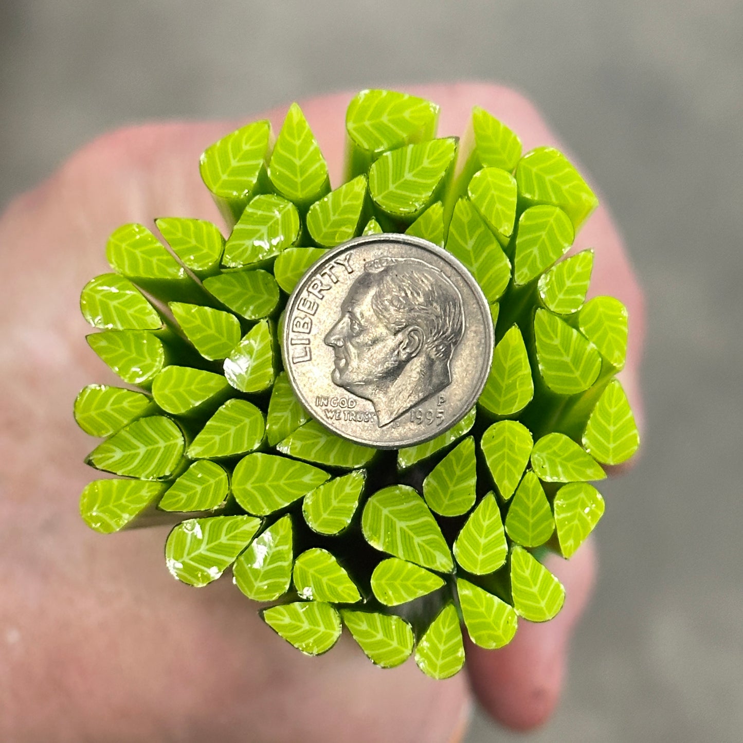 TWO Smaller Bright Green LEAVES Murrini MIX & MATCH ITEM