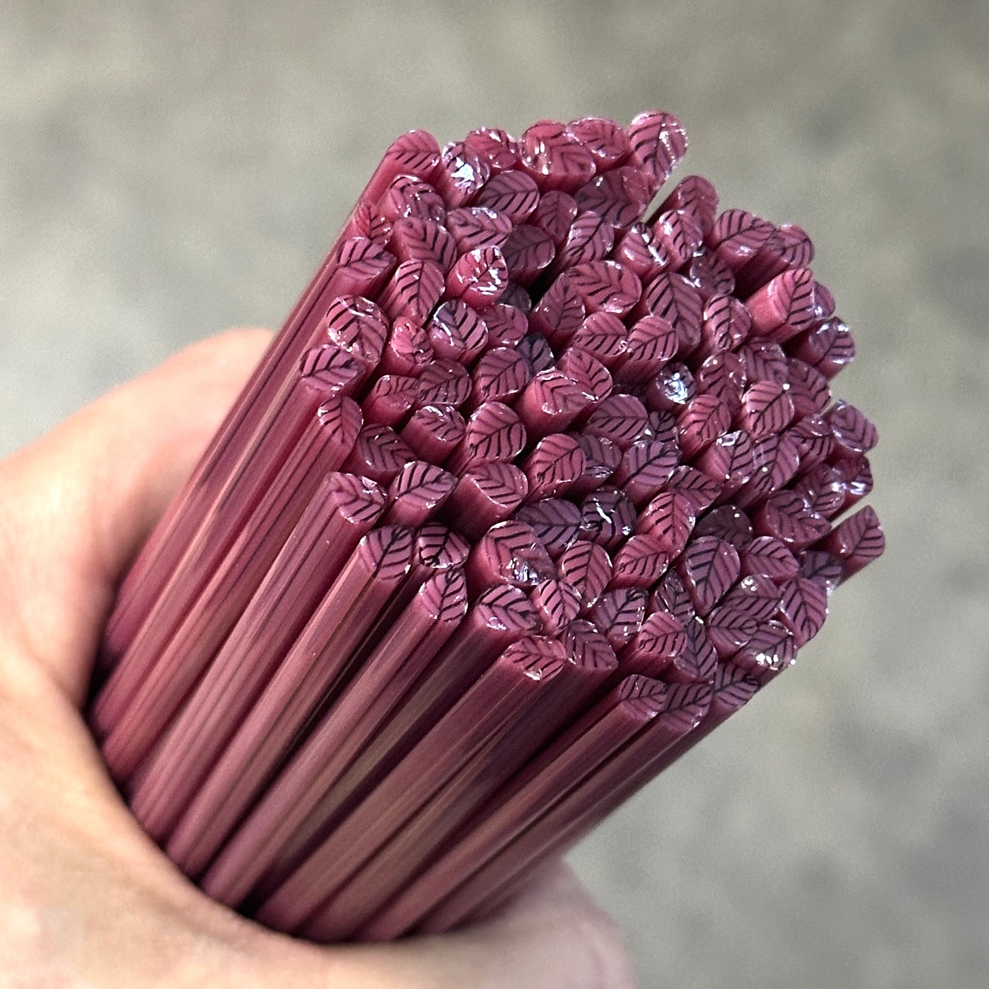 TWO TINY Pink Leaves coe 90 Leaf Murrini MIX & MATCH ITEM