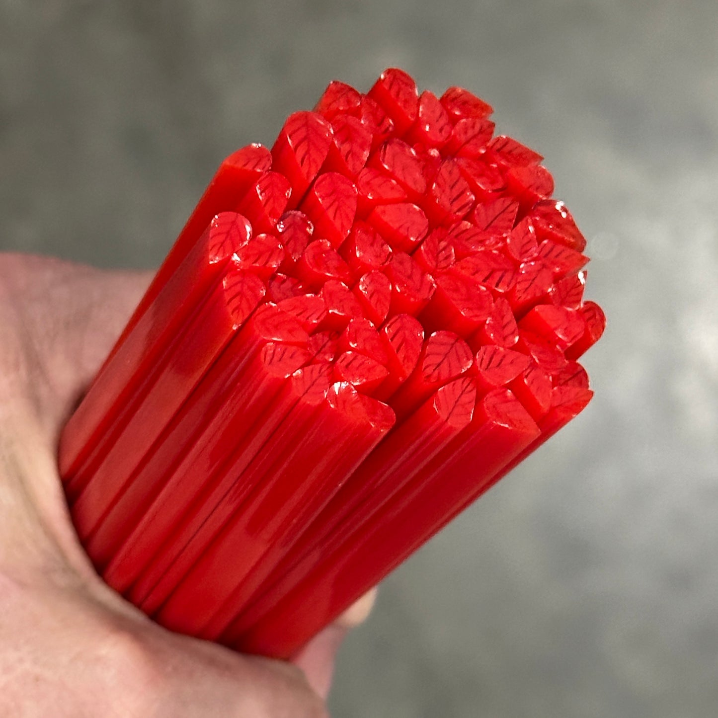 TWO Smaller Red Leaves coe 90 Leaf Murrini TWO RODS