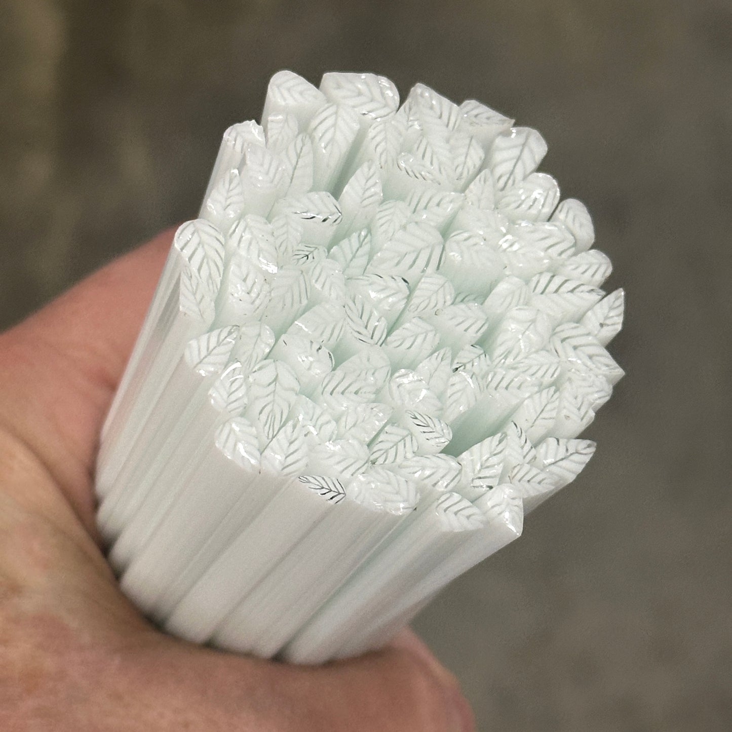 TWO Smaller White Leaves coe 90 Leaf Murrini MIX & MATCH ITEM