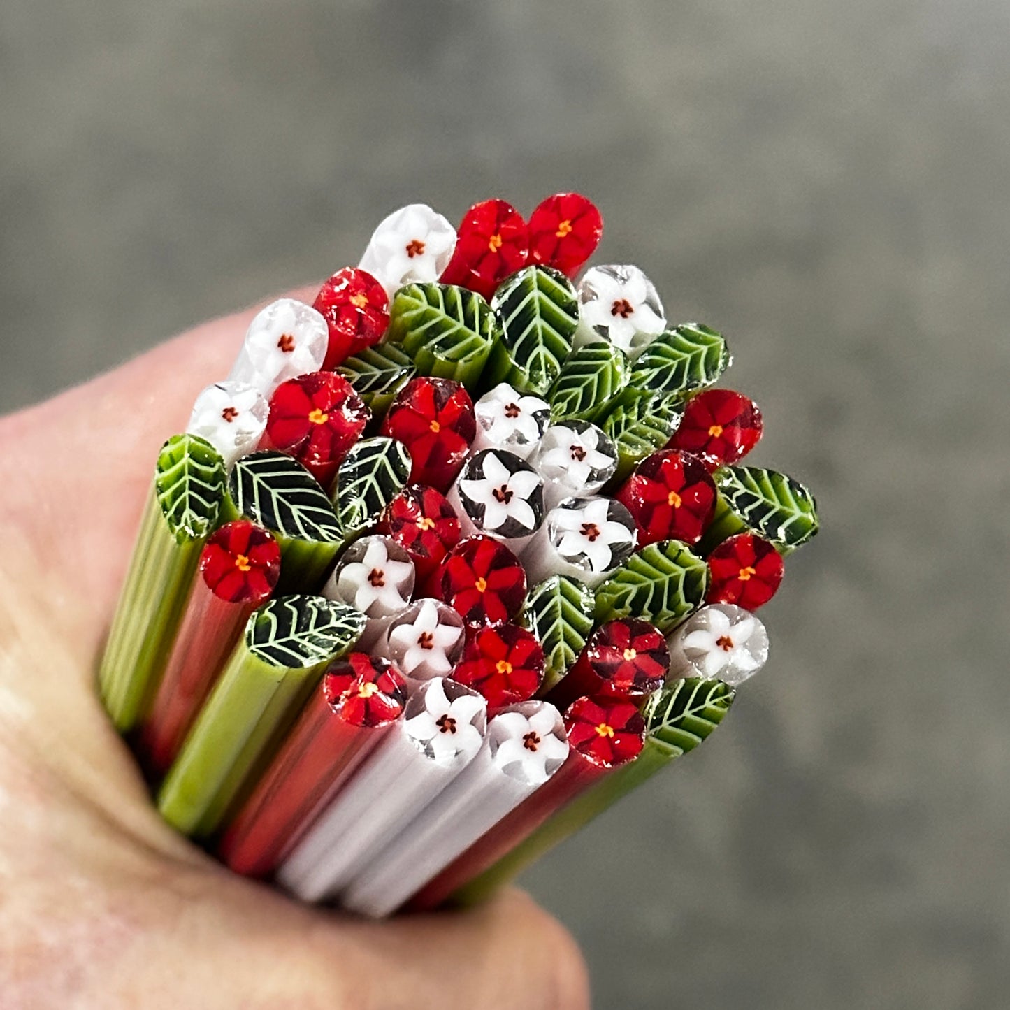 Snow Day Set coe 90 Flower & Leaf Murrini