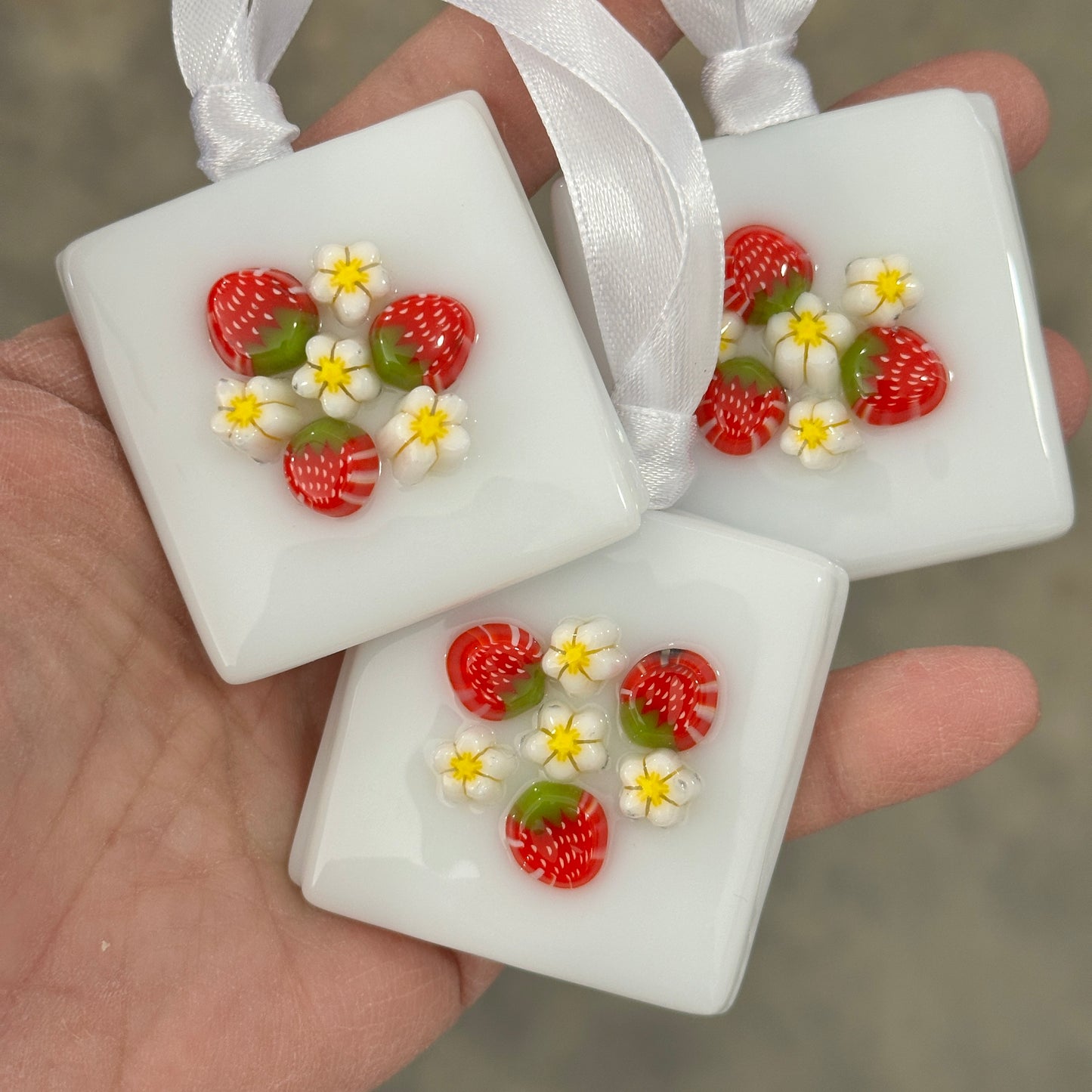 Strawberry Blossoms coe 90 Flower Murrini MIX & MATCH ITEM
