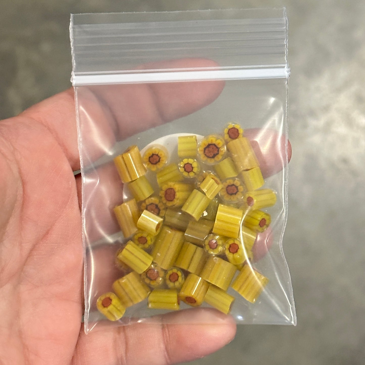 Sunflower Chunks, 1oz, coe 90 Fat Flower Murrini