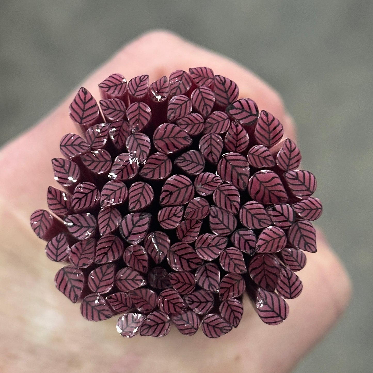 Tiny Pink Leaves 1oz coe 90 Leaf Murrini TINY RODS (NOON)