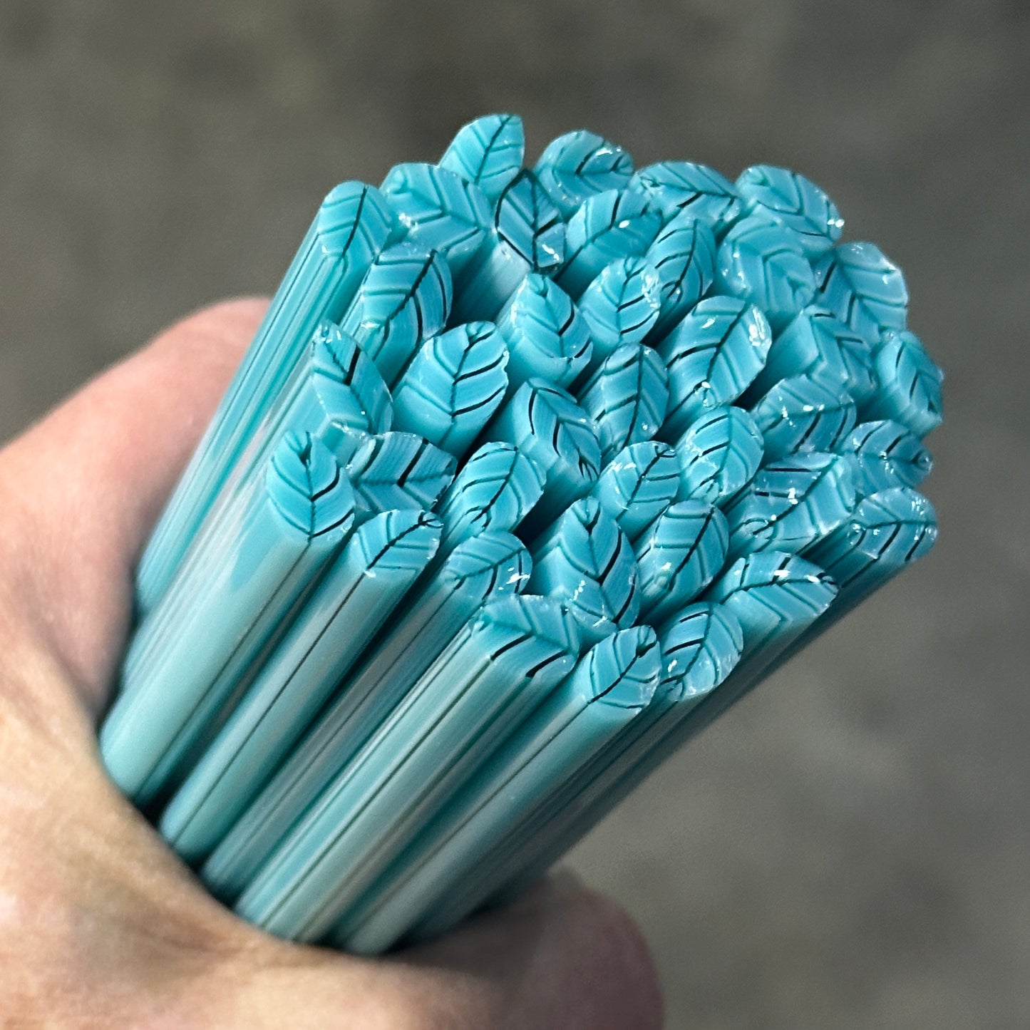 Turquoise Leaves coe 90 Leaf Murrini SINGLE ROD