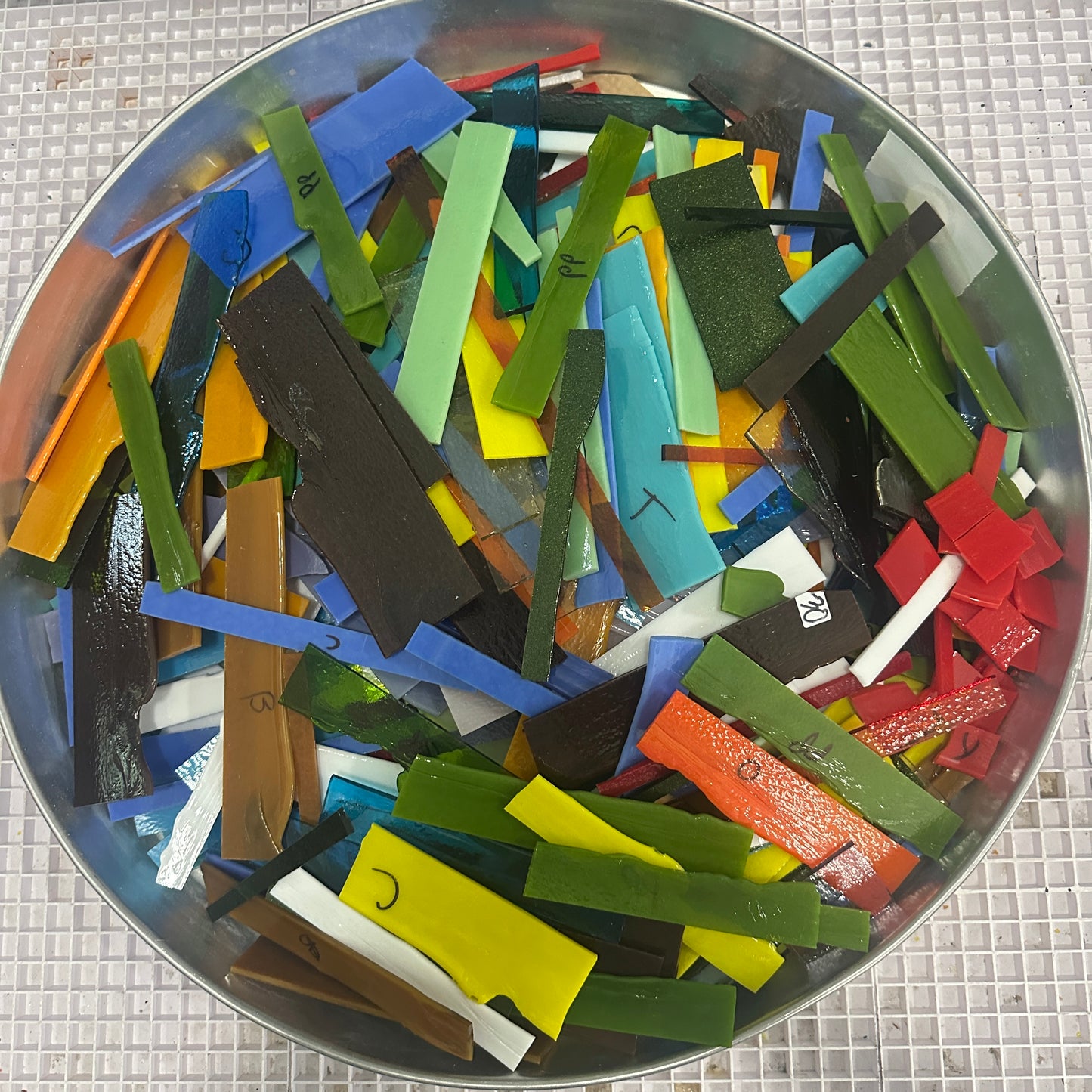 Rolled Edges 20lbs coe 90 Bullseye Scrap Glass