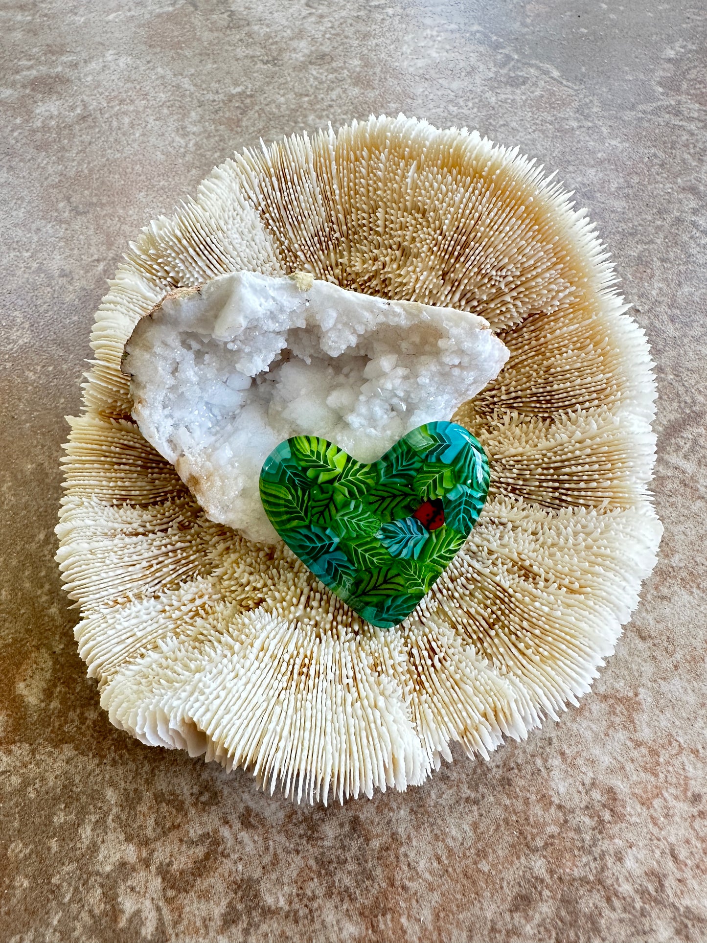 Fused Glass Heart ~ Lady of the Leaves