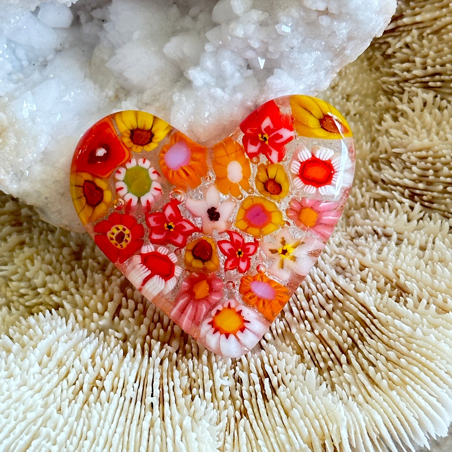 Fused Glass Heart ~ Pomegranate