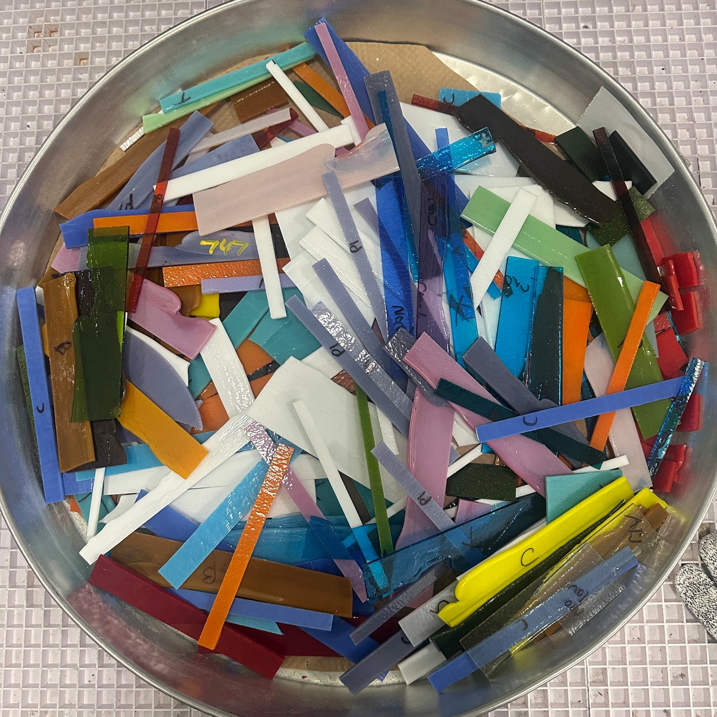 Rolled Edges 20lbs coe 90 Bullseye Scrap Glass
