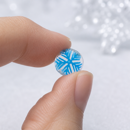 Blue Transparent Snowflakes coe 90 Design Murrini SINGLE ROD