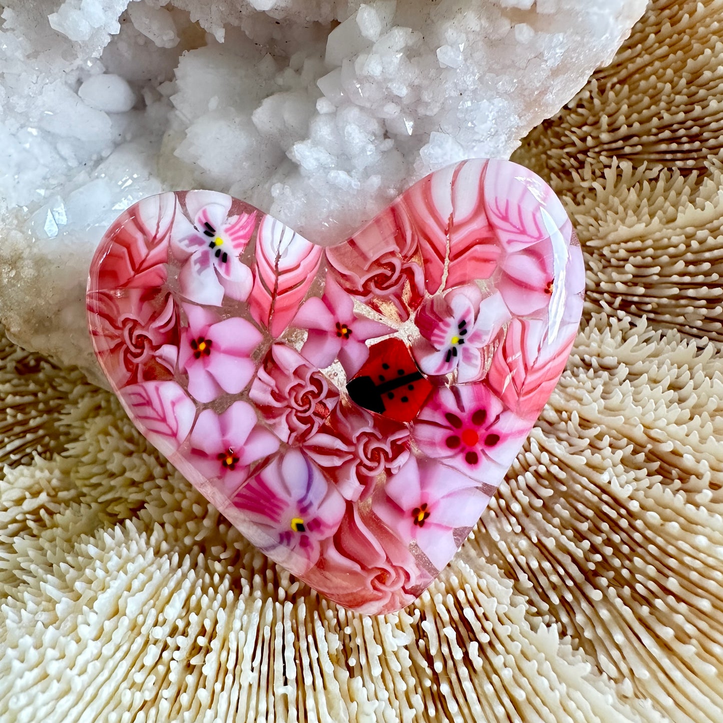 Fused Glass Heart ~ Tutti Frutti