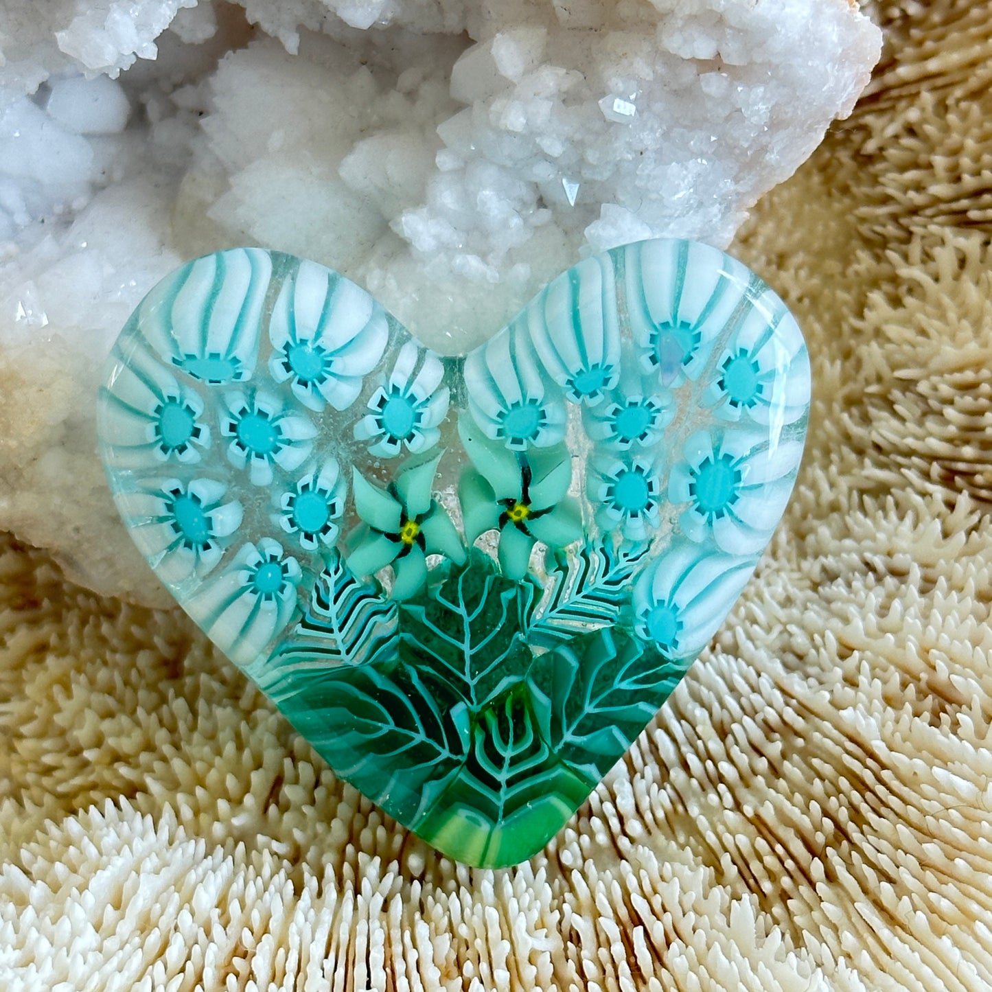 Fused Glass Heart ~ Tahiti