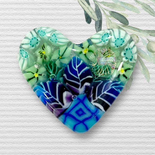 Fused Glass Heart ~ Shades of Blue