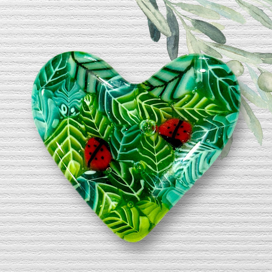 Fused Glass Heart ~ Jungle