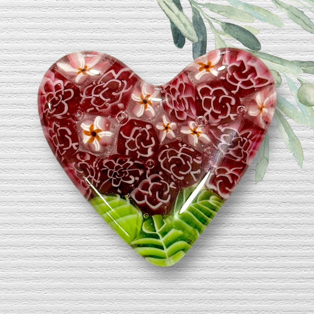 Fused Glass Heart ~ Rose