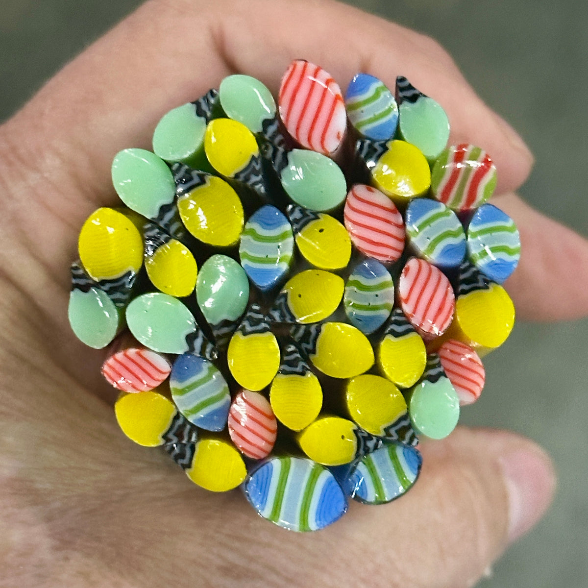 SECONDS 3oz Christmas Lights & Ornaments 2" long coe 90 Murrini