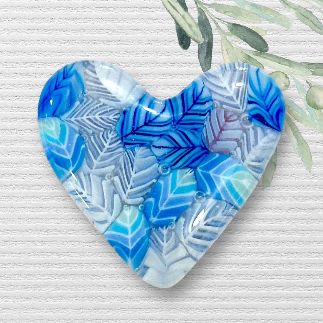 Fused Glass Heart ~ Azure