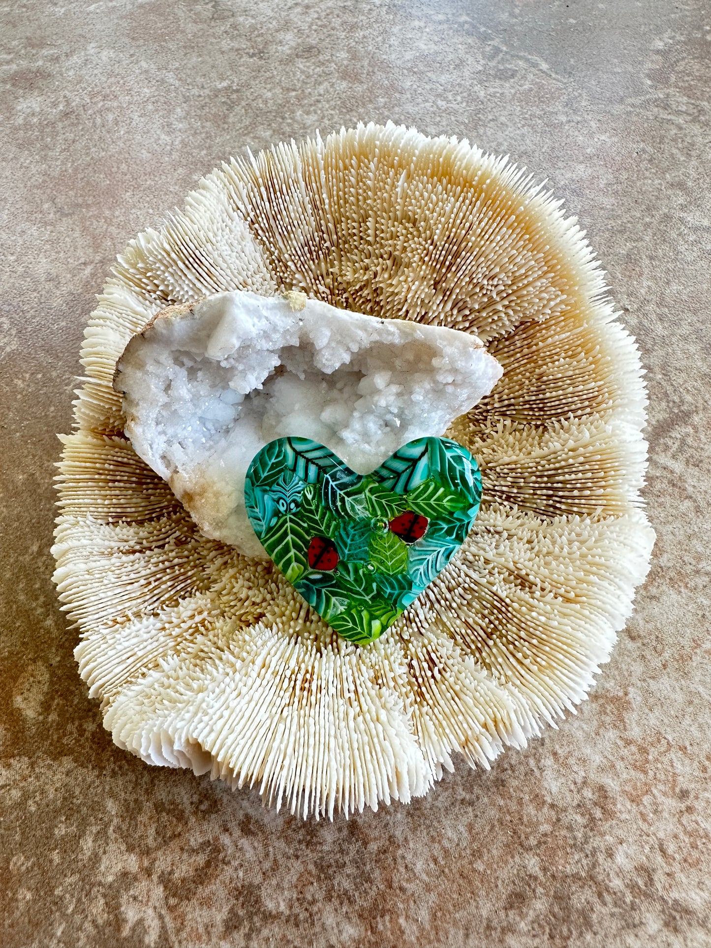 Fused Glass Heart ~ Jungle