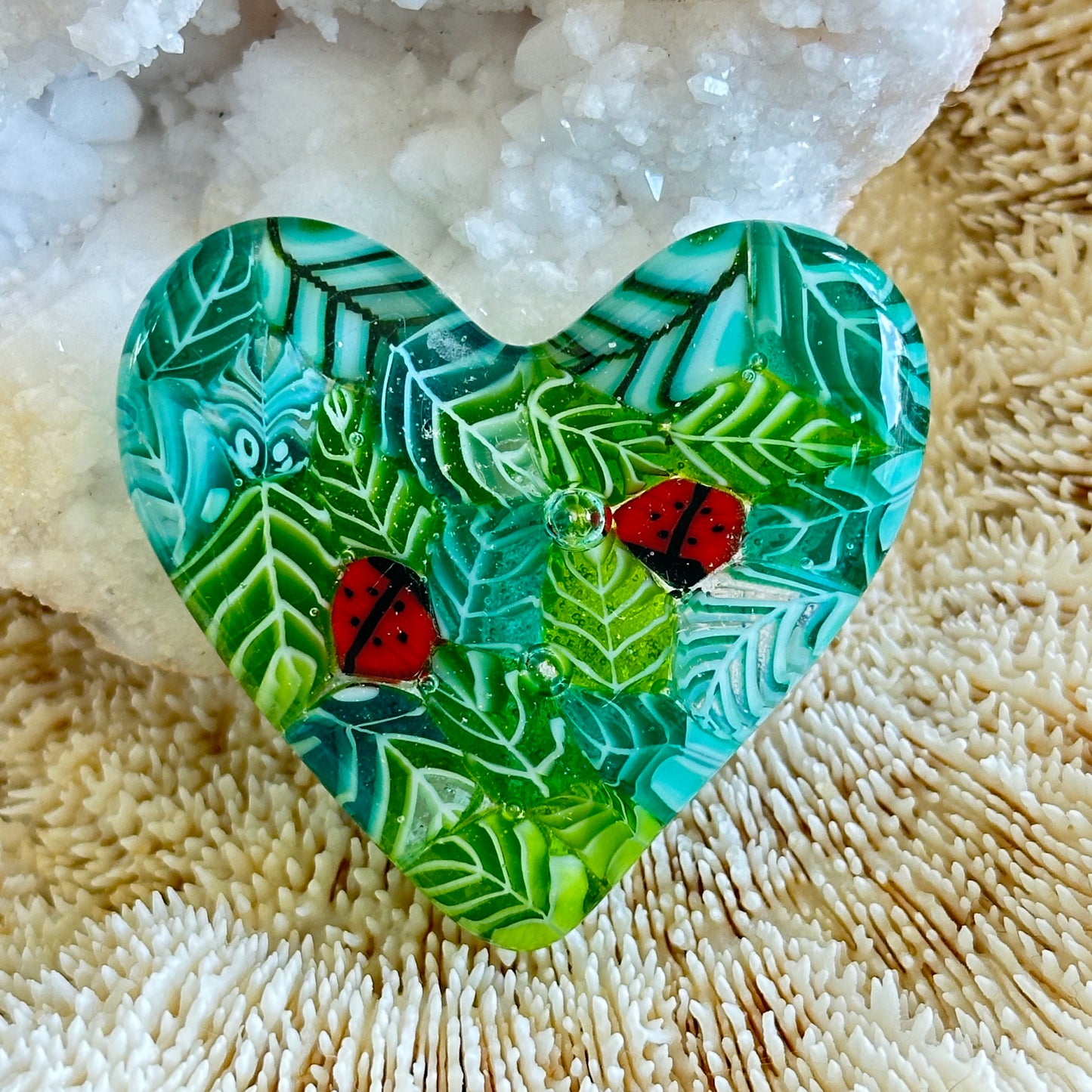 Fused Glass Heart ~ Jungle