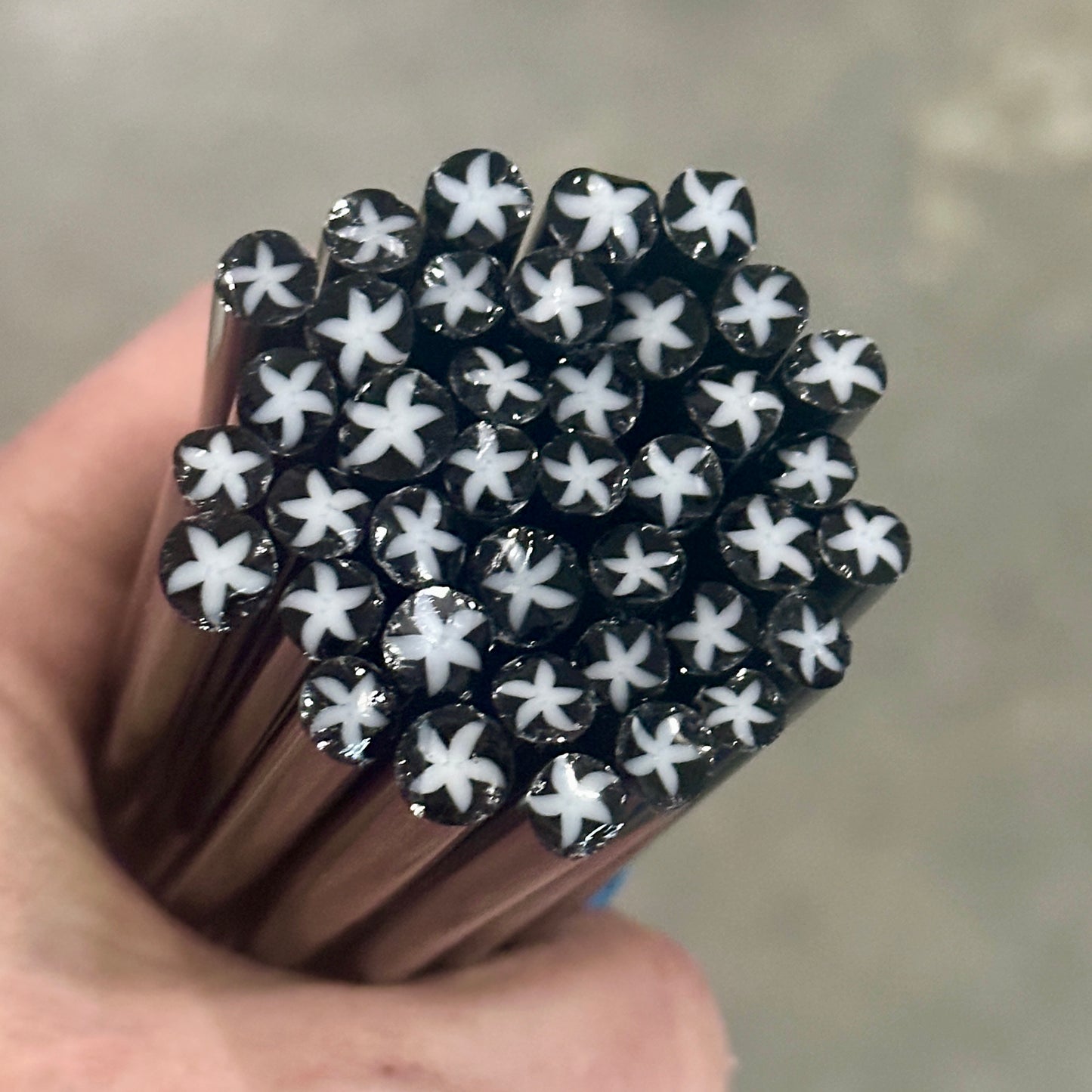 White and Black Stars coe 90 Design Murrini SINGLE ROD