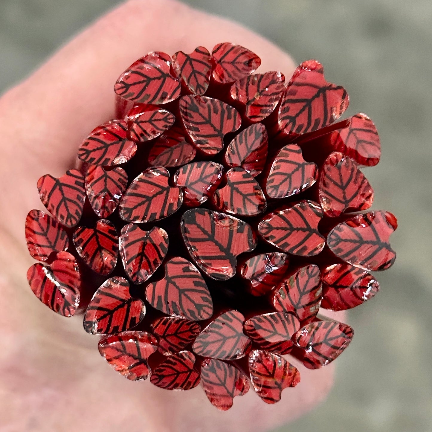 Fancy Red Leaves coe 90 Leaf Murrini SINGLE ROD