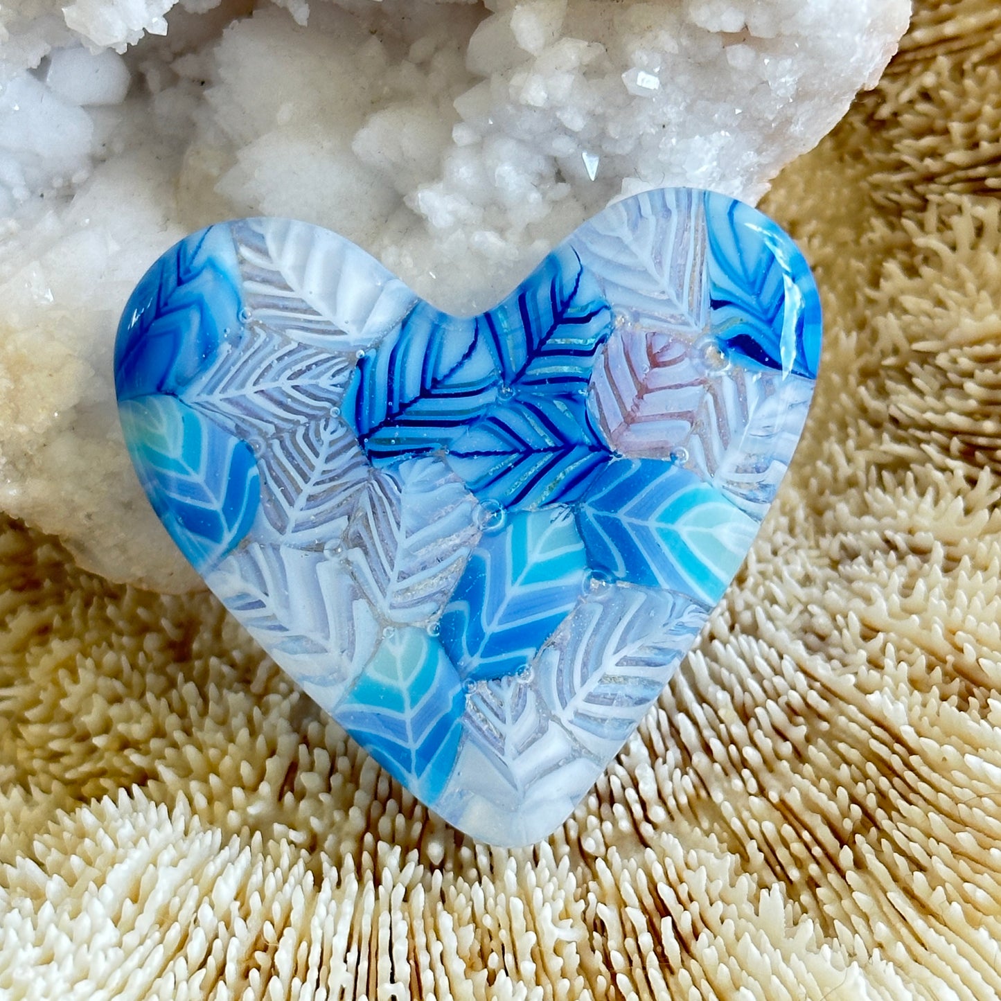 Fused Glass Heart ~ Azure