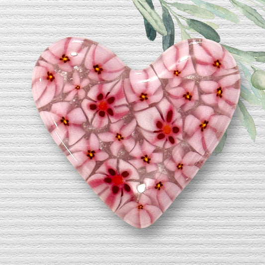 Fused Glass Heart ~ Strawberry Shortcake