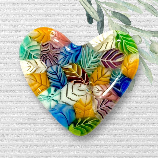 Fused Glass Heart ~ Confetti