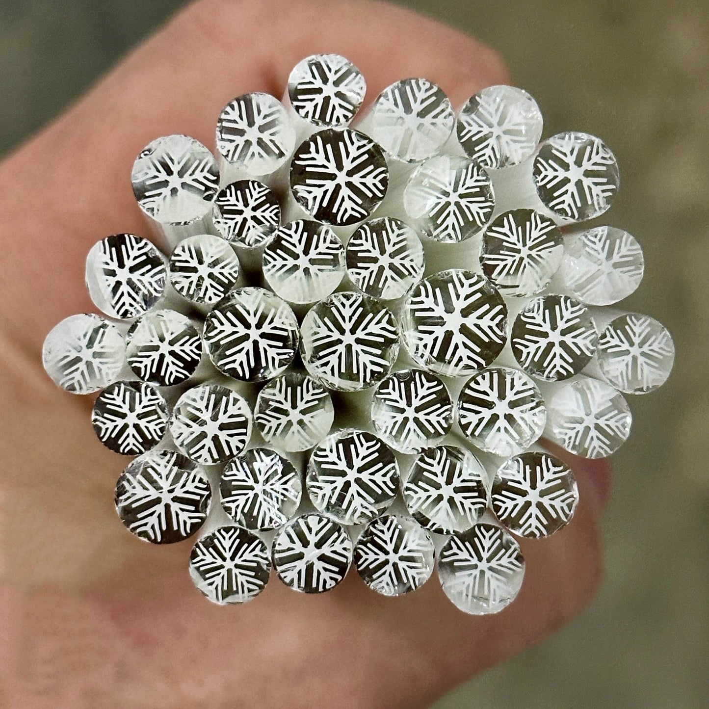 Snowflakes coe 90 Design Murrini SINGLE ROD