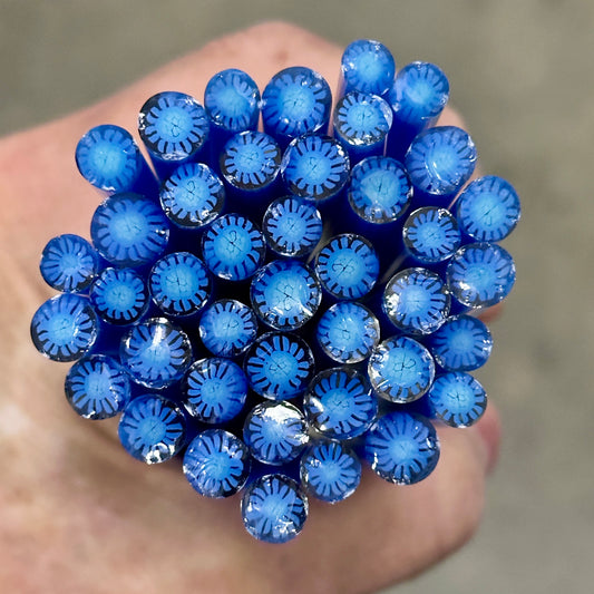 All Blue Daisy coe 90 Flower Murrini SINGLE ROD