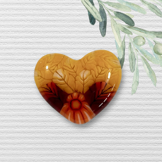 TINY Fused Glass Heart ~ Autumn