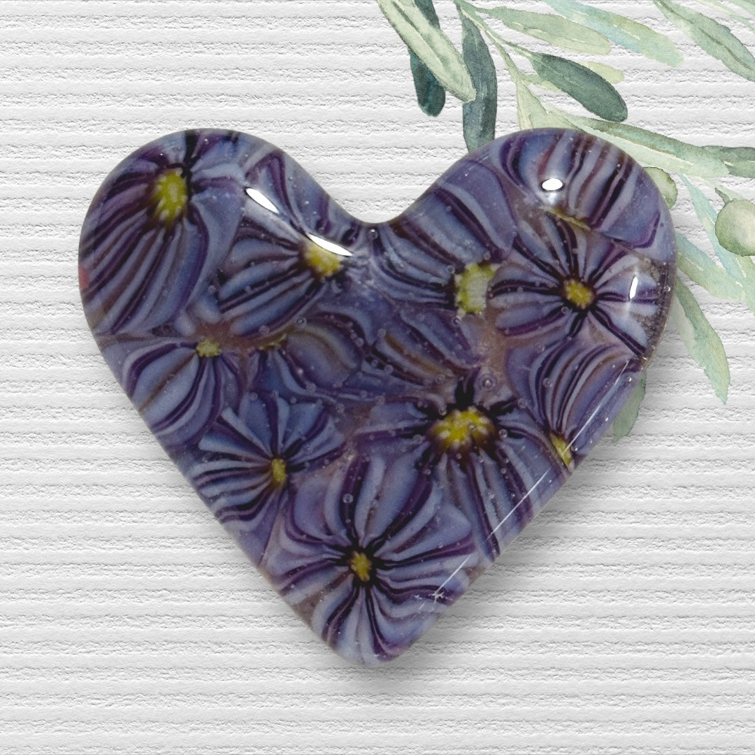 Fused Glass Heart ~ Blackberry Torte