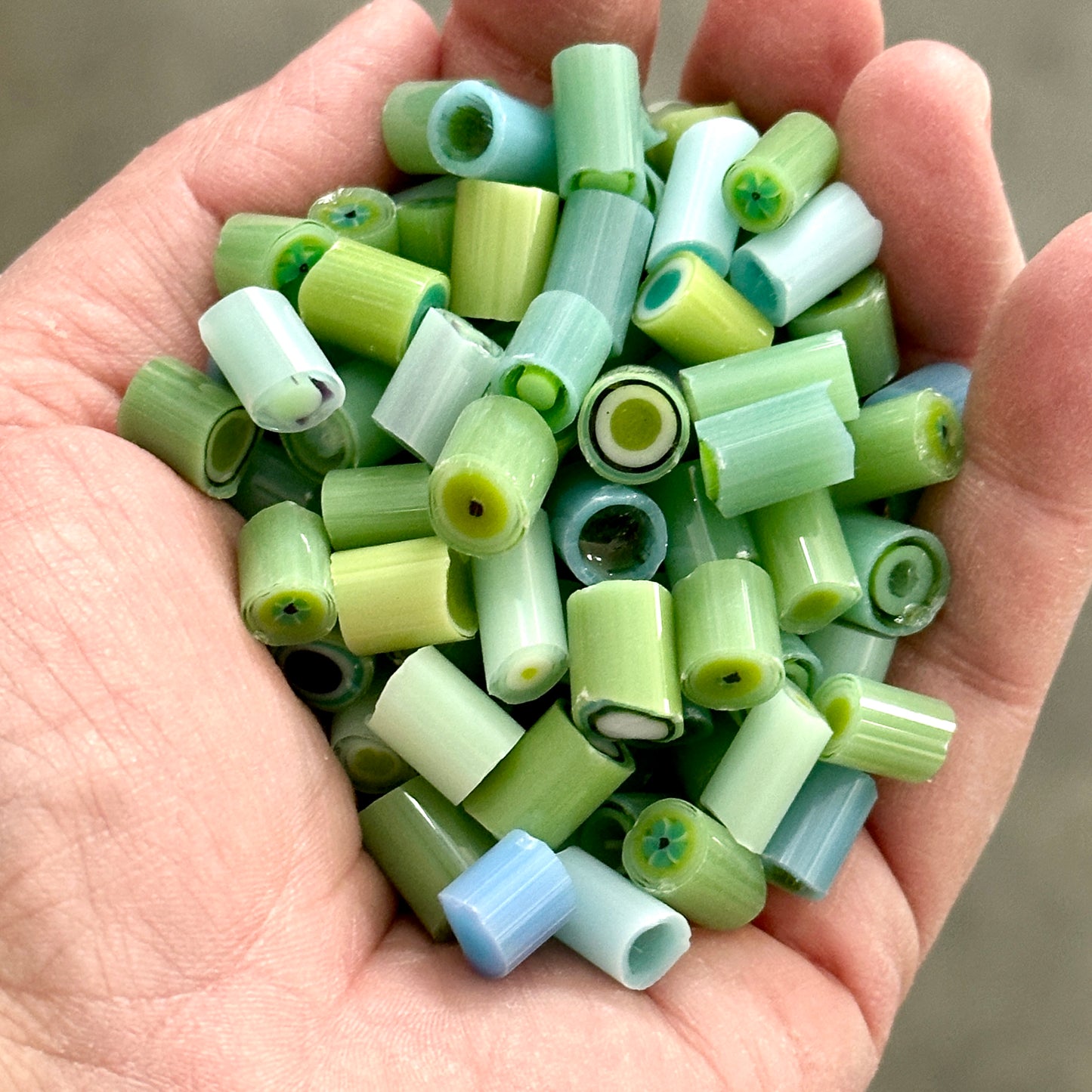 Blue Green Chunks, 5oz, coe 90 Murrini