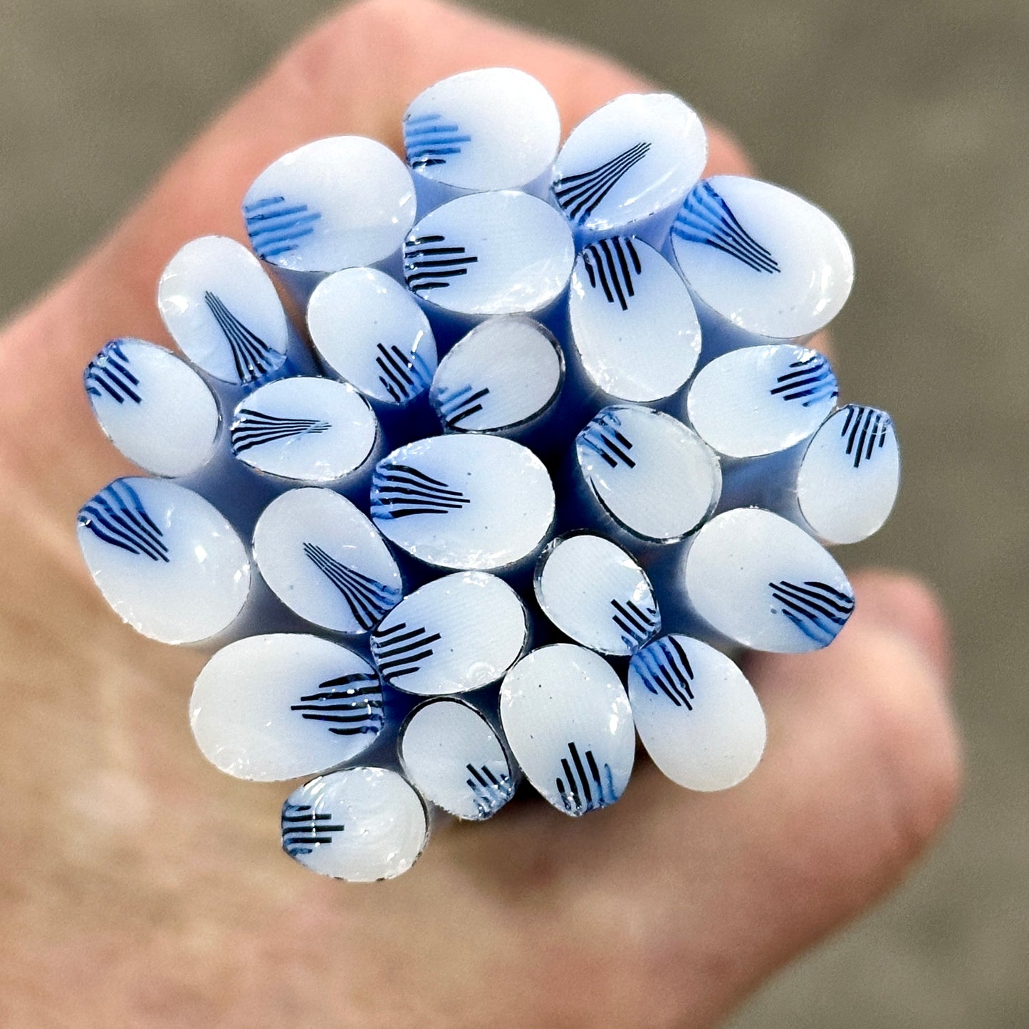 Blue and White Petals  coe 90 Murrini MIX & MATCH ITEM