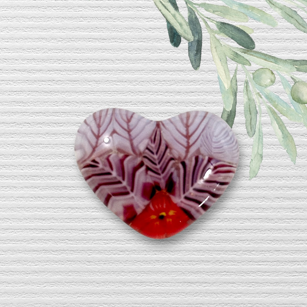 TINY Fused Glass Heart ~ Blush