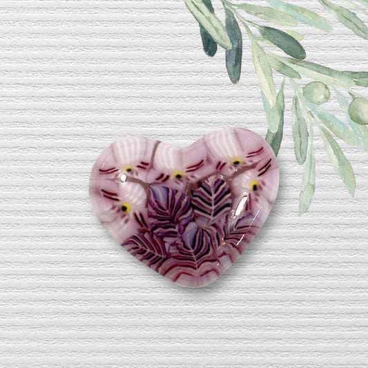 TINY Fused Glass Heart ~ Blushing Bride